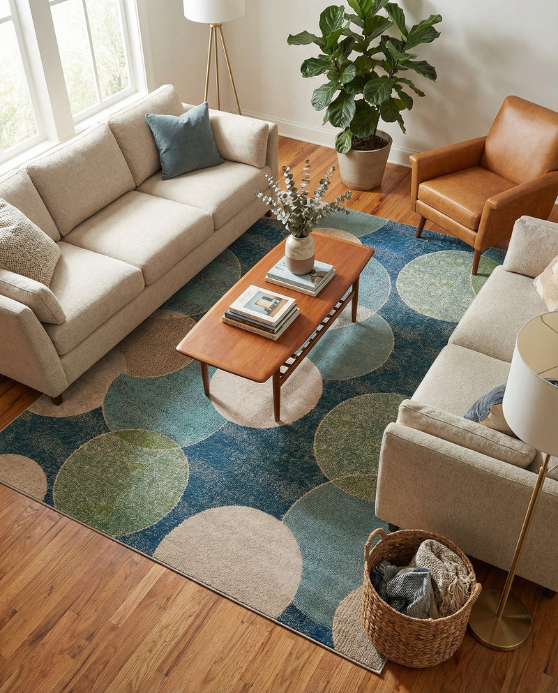 Chromatic Oasis Collection Area Rug -  Zephyr Rectangle Navy Blue  lifestyle 49