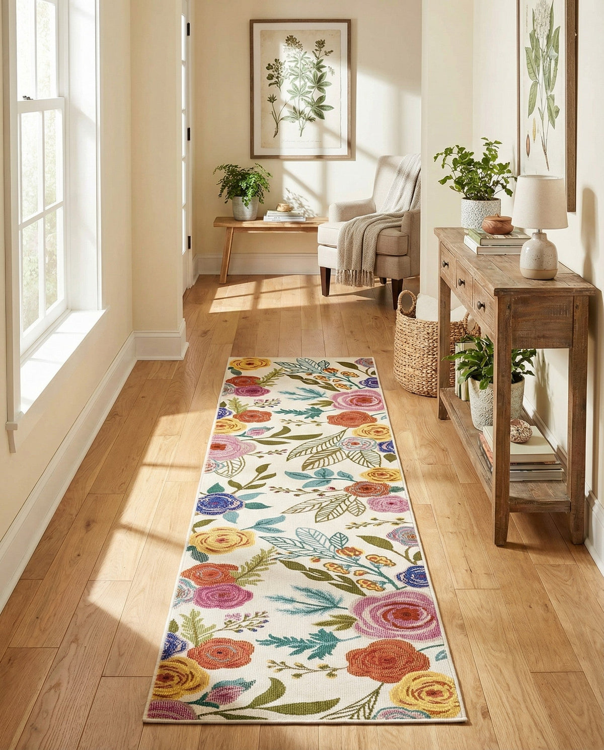 Meadow Breeze Collection Area Rug -  Petal Runner Ivory  lifestyle 84