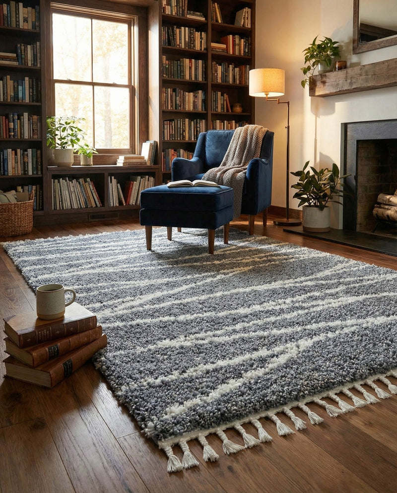 Tranquil Tides Shag Collection Area Rug -  Frost Rectangle Gray  lifestyle 31