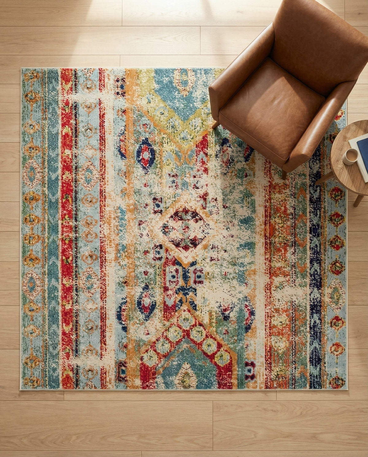 Sedona Vista Collection Area Rug -  Navajo Square Blue  lifestyle 112