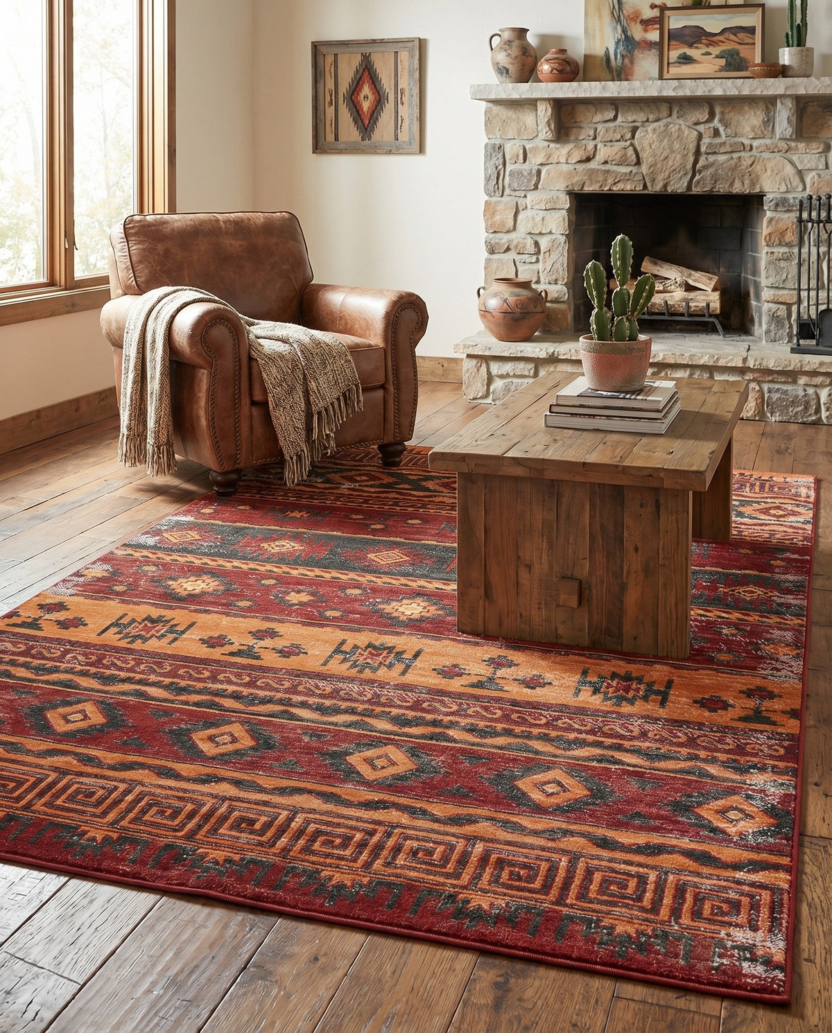 Geneva Terrace Collection Area Rug - Montreux Rectangle Rust Red  lifestyle 45
