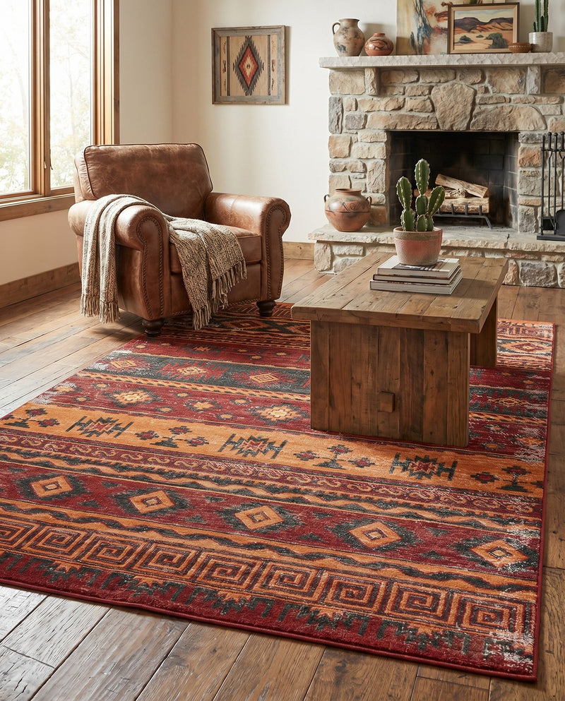 Geneva Terrace Collection Area Rug - Montreux Rectangle Rust Red  lifestyle 45