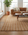 Hampton Stripes Wool Collection Area Rug - Montauk Rectangle Latte Brown  lifestyle 37