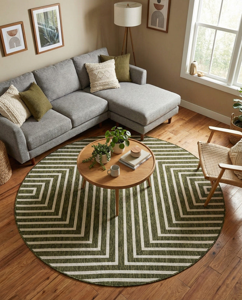 Urban Terrace Collection Area Rug -  Astoria (Green) Round Green  lifestyle 26