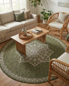 Patio Heritage Collection Area Rug -  Charleston (Green) Round Green  lifestyle 77