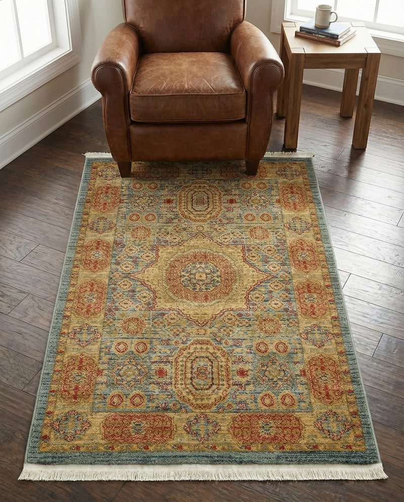 Ottoman Elegance Collection Area Rug -  Ephesus Rectangle Light Blue  lifestyle 44