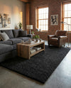 Solid Shag Seaside Collection Area Rug - Azure Cove (Charcoal) Rectangle Charcoal  lifestyle 3