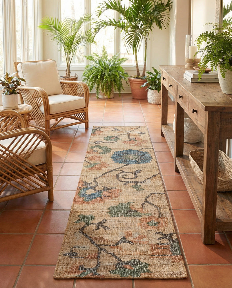 Benares Handwoven Jute Collection Area Rug -  Ramnagar Runner Multi  lifestyle 28