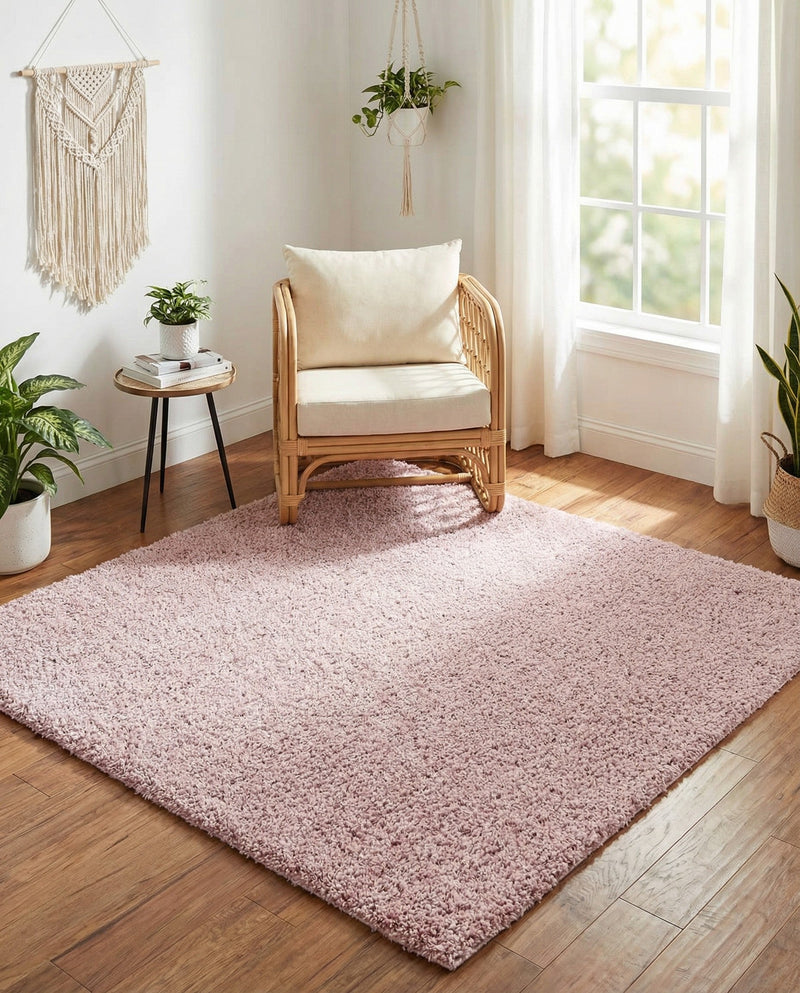 Cozy Comfort Shag Collection Area Rug - Haven (Pink) Square Pink  lifestyle 61