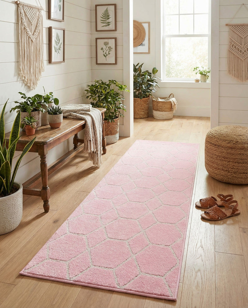 Trellis Mosaic Collection Area Rug - Arborville (Light Pink) Runner Light Pink  lifestyle 73