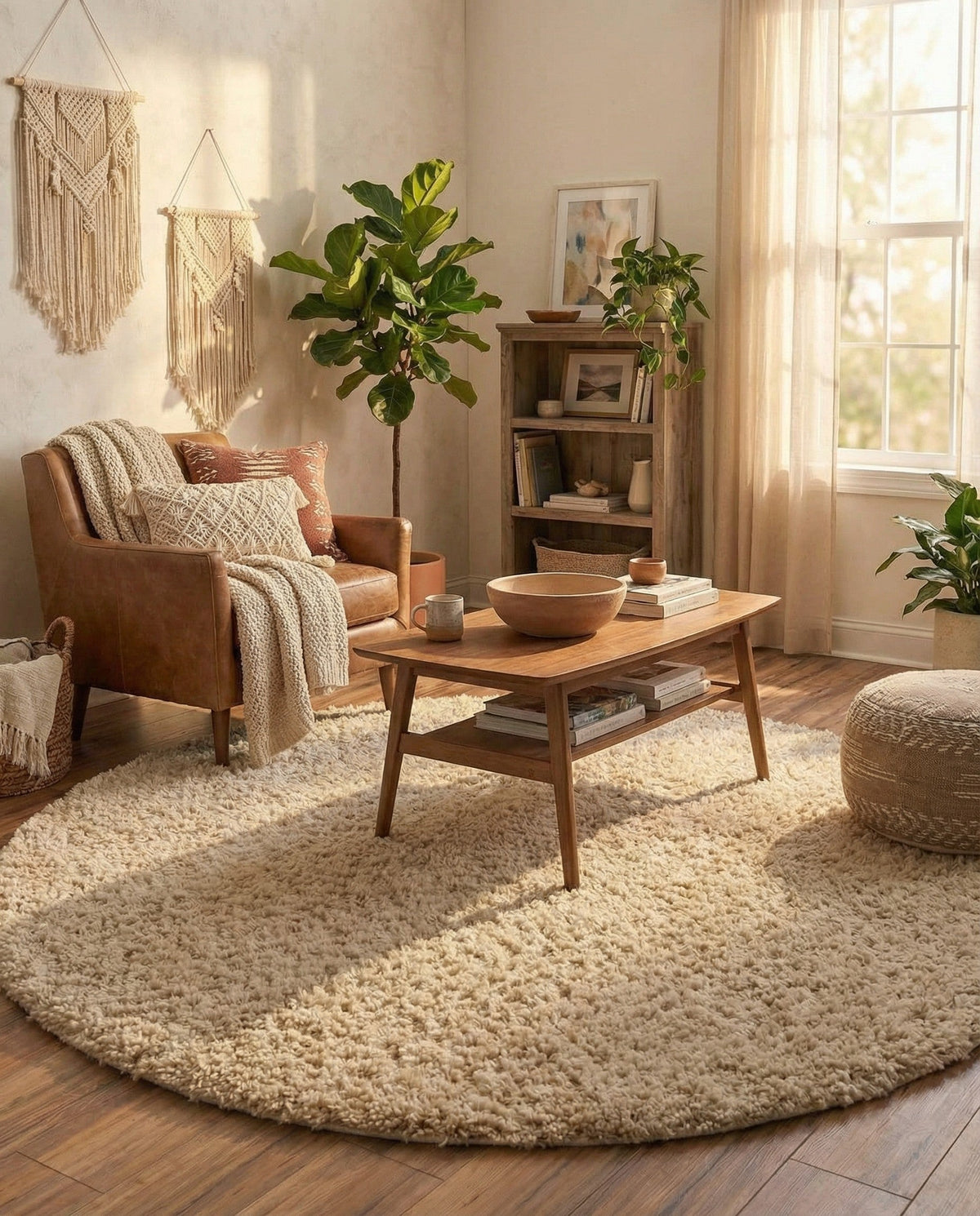 Alpine Plush Collection Area Rug -  Cortina (Linen) Round Linen  lifestyle 84