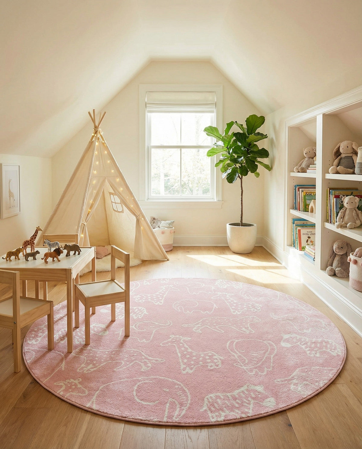 Wonder Tykes Collection Area Rug -  Spectrum Round Pink  lifestyle 161