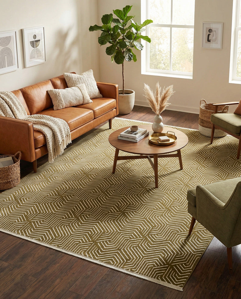 Aravalli Collection Area Rug - Udaipur Rectangle Olive Green  lifestyle 28