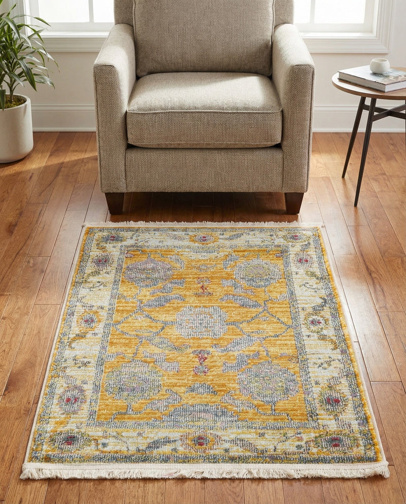 Arcadia Rugs Collection Area Rug - Eden (Yellow) Rectangle Yellow  lifestyle 9