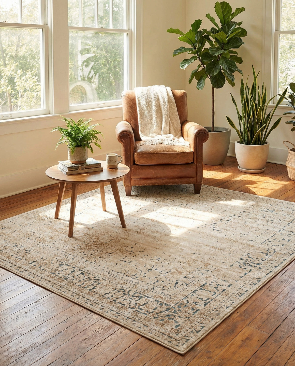 Coastal Manor Collection Area Rug -  Marina Square Beige  lifestyle 116