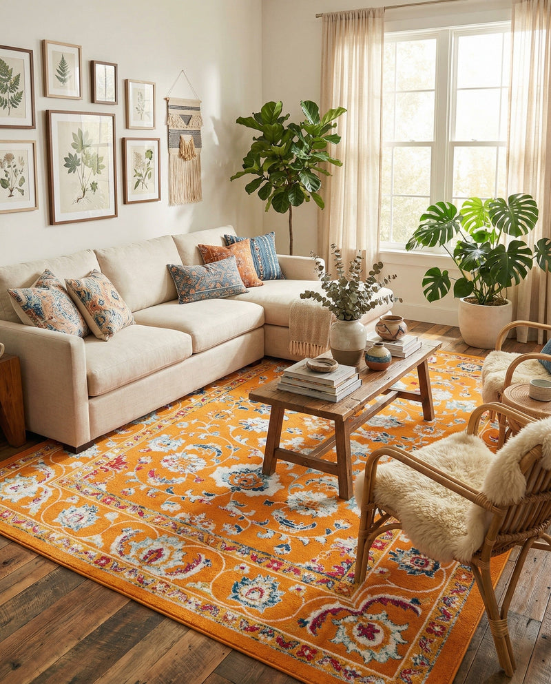 Adriana Terrace Collection Area Rug -  Positano (Orange) Rectangle Orange  lifestyle 4