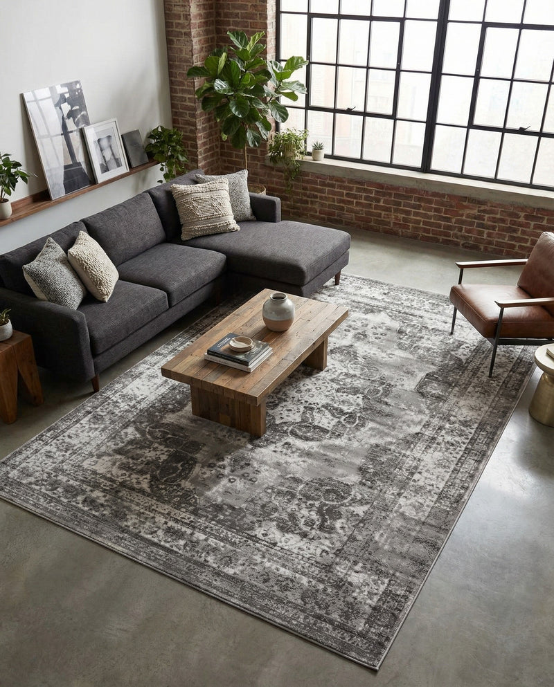 Riviera Elegance Collection Area Rug -  Menton (Gray) Rectangle Gray  lifestyle 29