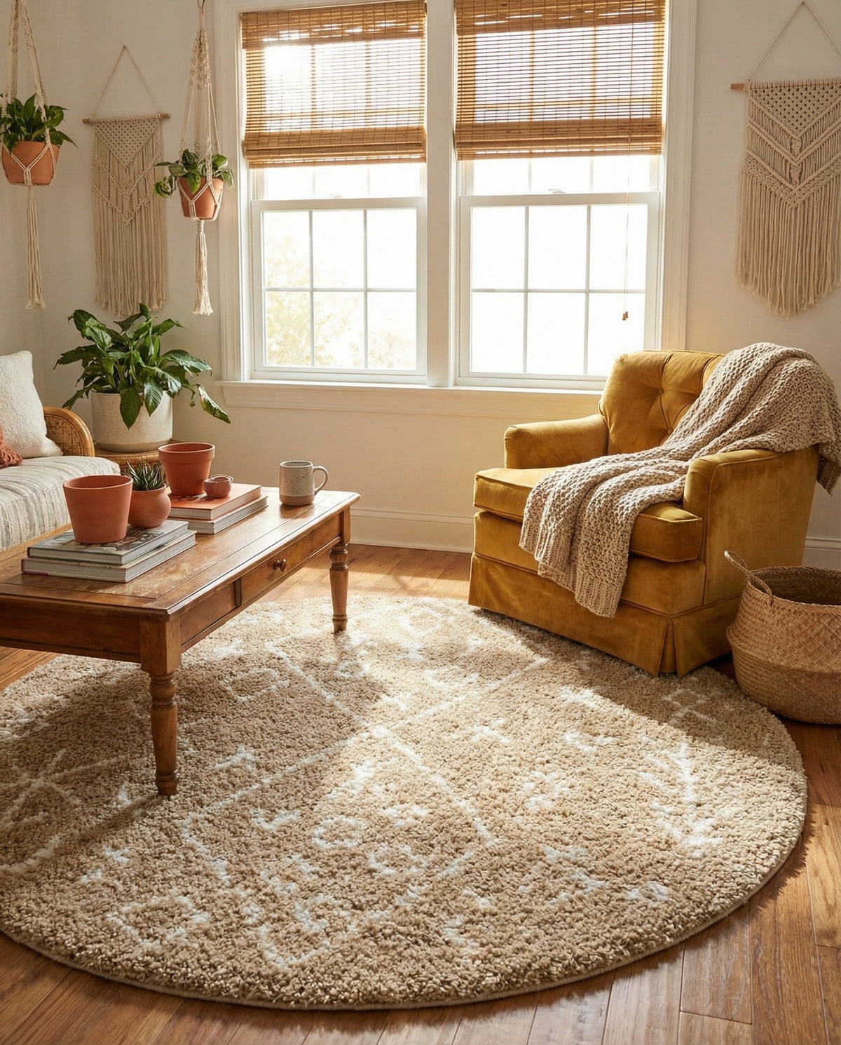 Casablanca Comfort Collection Area Rug - Sahara Round Taupe  lifestyle 125