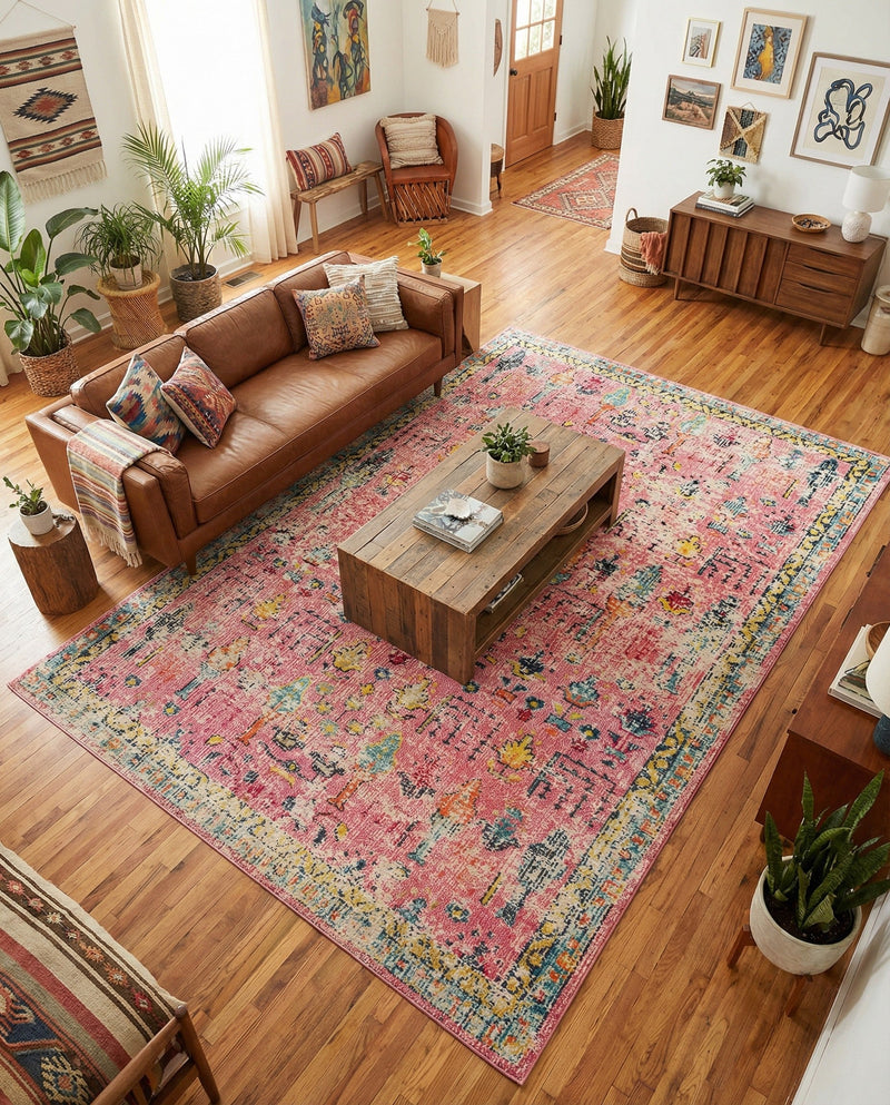 Sierra Collection Area Rug -  Shasta Rectangle Pink  lifestyle 12