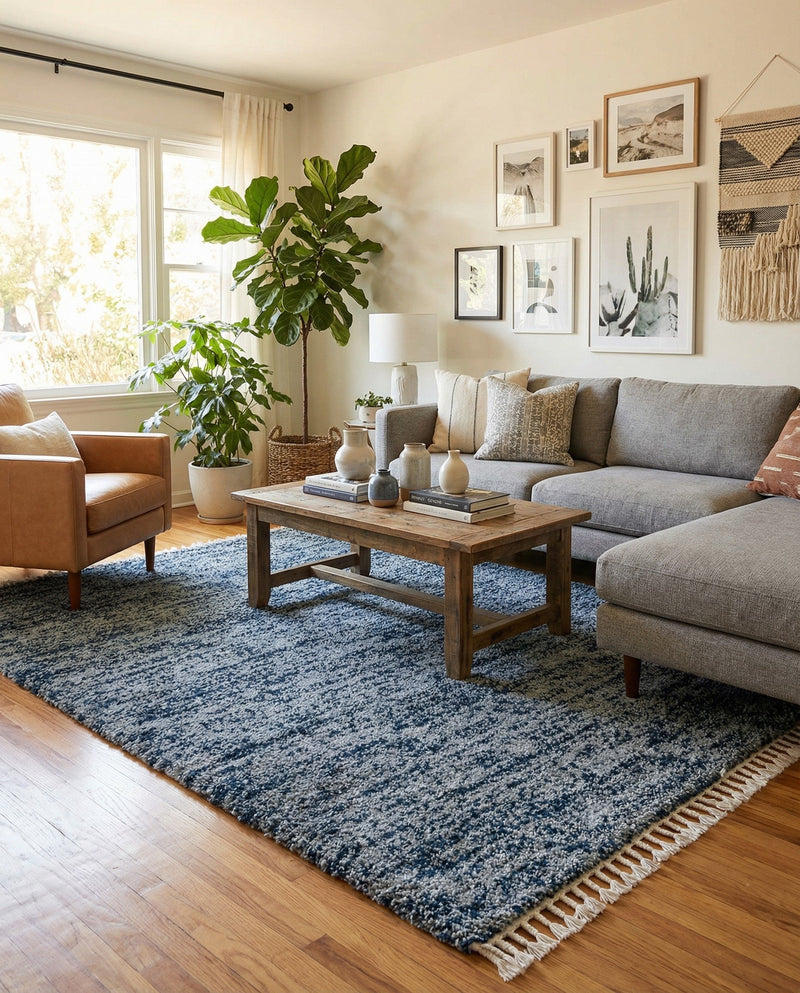 Cozy Cove Shag Collection Area Rug -  Harbor Rectangle Blue  lifestyle 33