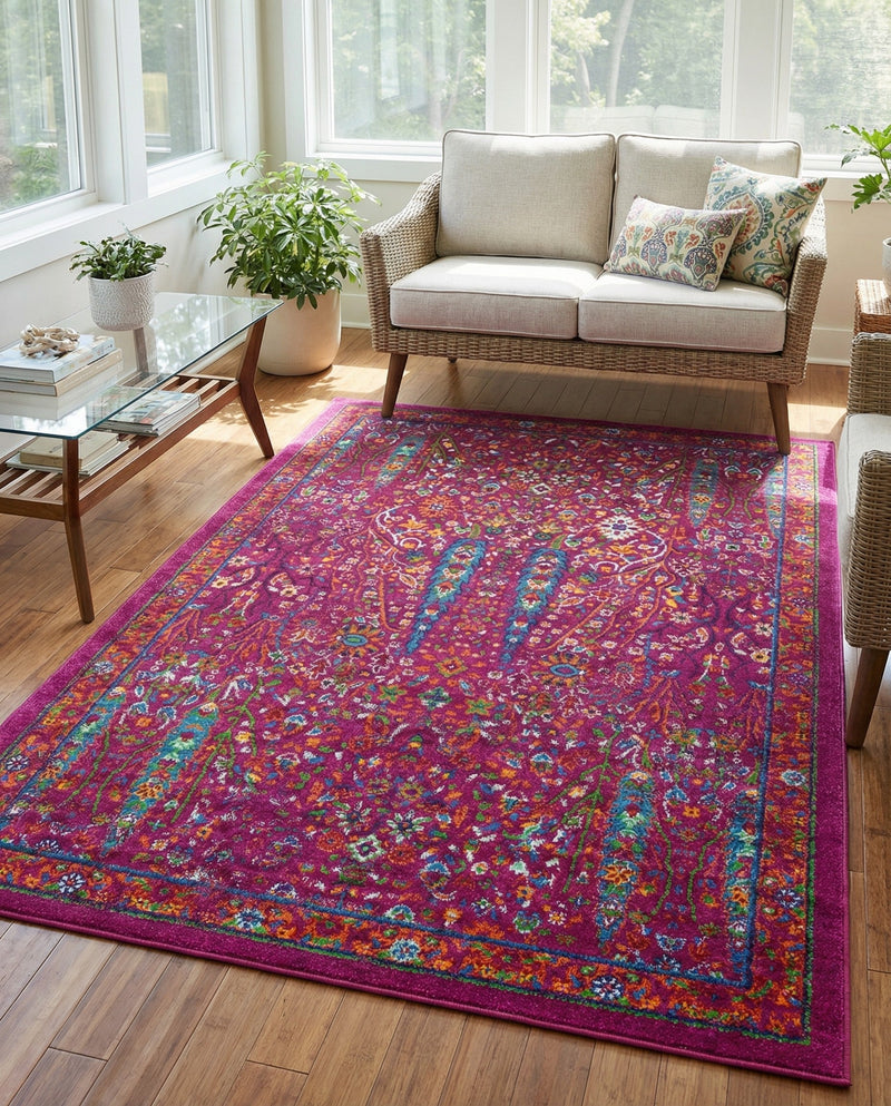 Caribbean Cove Collection Area Rug -  Tobago Rectangle Pink  lifestyle 56