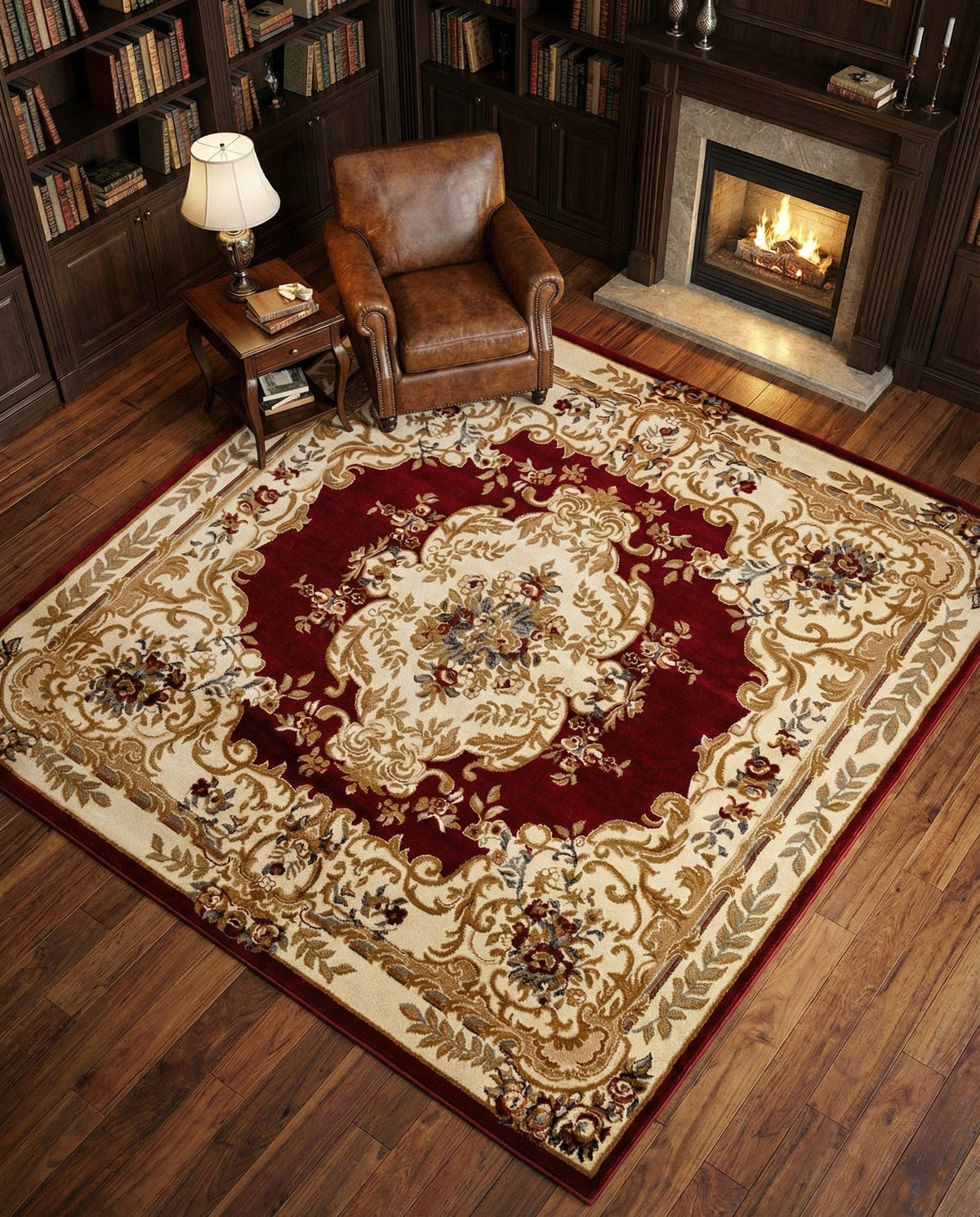 Versailles Elegance Collection Area Rug -  Vincennes Square Red  lifestyle 78