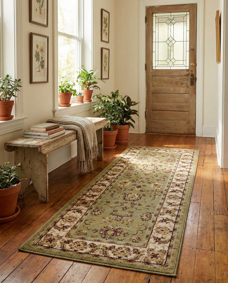 Jaipur Elegance Collection Area Rug -  Nahargarh (Green) Runner Green  lifestyle 76