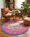 Heritage Elegance Collection Area Rug -  Winterthur (Fuchsia) Round Fuchsia  lifestyle 63