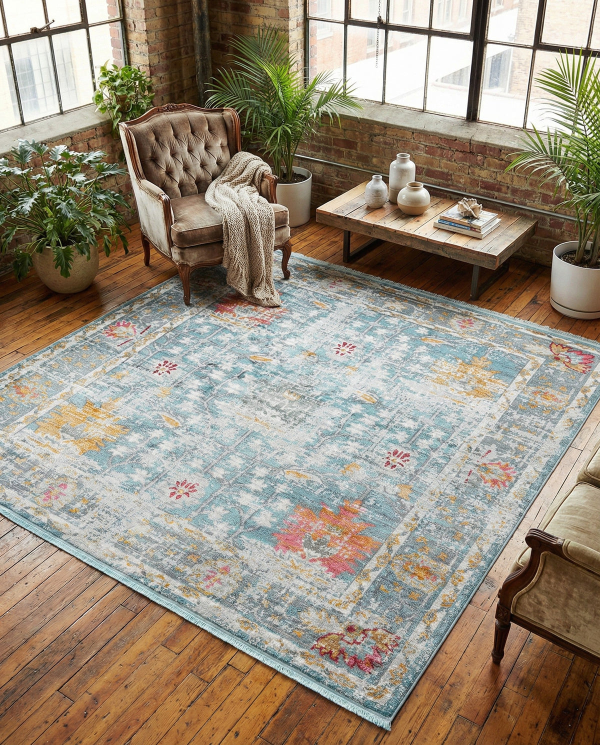 Arcadia Rugs Collection Area Rug -  Olympus Square Blue  lifestyle 134