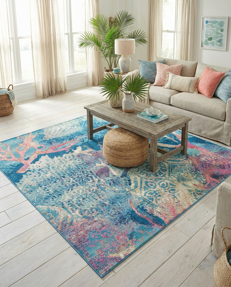 Seaside Haven Rugs Collection Area Rug - Marina Square Multi  lifestyle 24