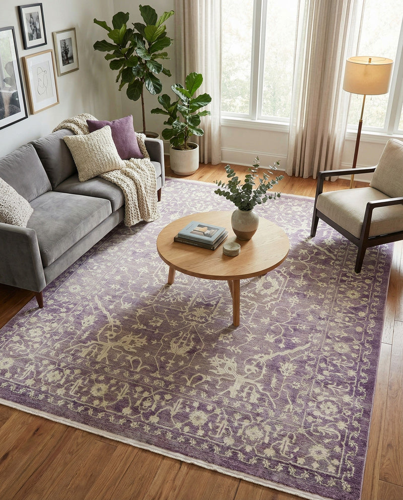 Rustic Charm Revival Collection Area Rug - Farmstead Rectangle Purple  lifestyle 59