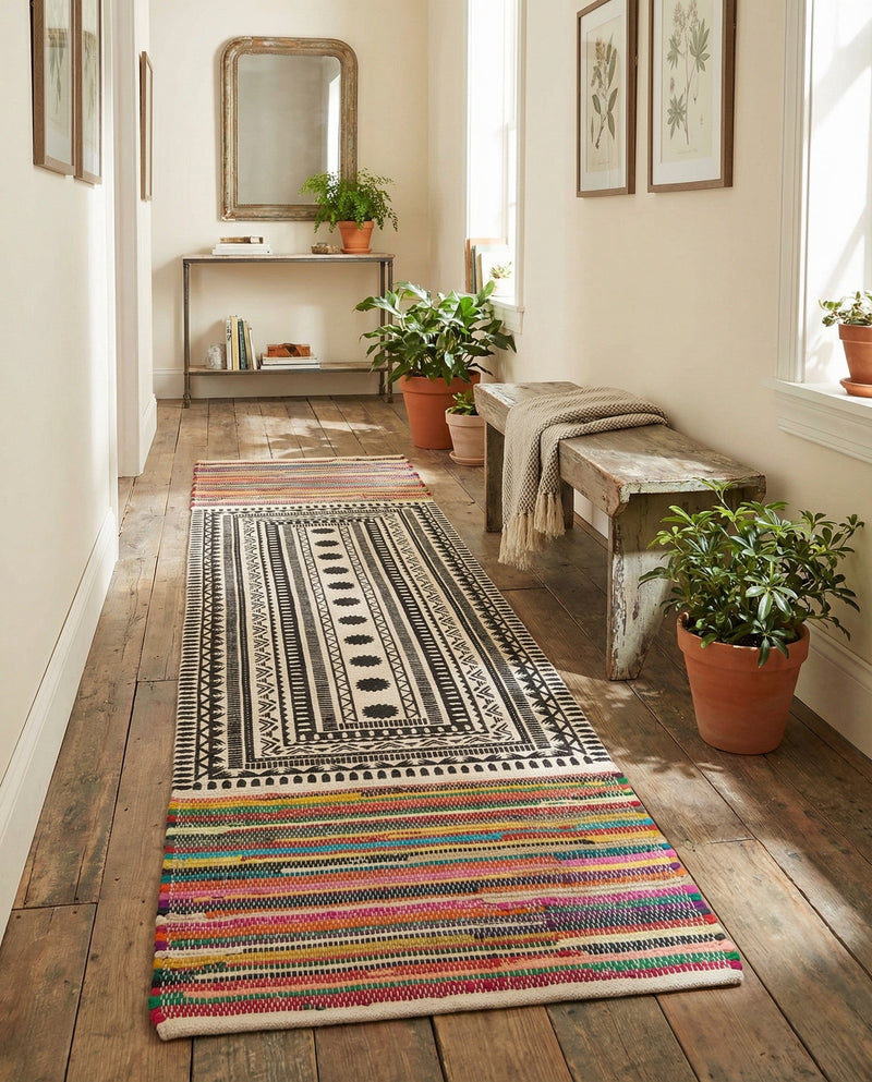Thar Cotton Collection Area Rug -  Kovalam Runner Multi  lifestyle 45