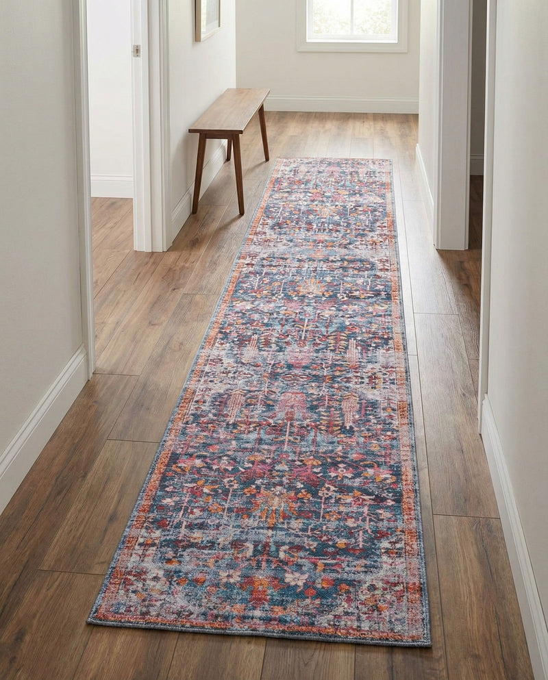 Zahara Oasis Collection Area Rug -  Nador Runner Navy Blue  lifestyle 68