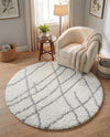 Cozy Haven Shag Collection Area Rug - Serenity (Ivory) Round Ivory  lifestyle 62