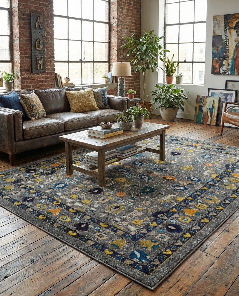 Chateau Elegance Collection Area Rug -  Luxembourg Rectangle Gray  lifestyle 10
