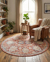 Seville Stripes Collection Area Rug -  Cordoba (Brick Red) Round Brick Red  lifestyle 37
