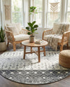 Mediterranean Lattice Collection Area Rug -  Casablanca (Ivory and Gray) Round Ivory and Gray  lifestyle 82