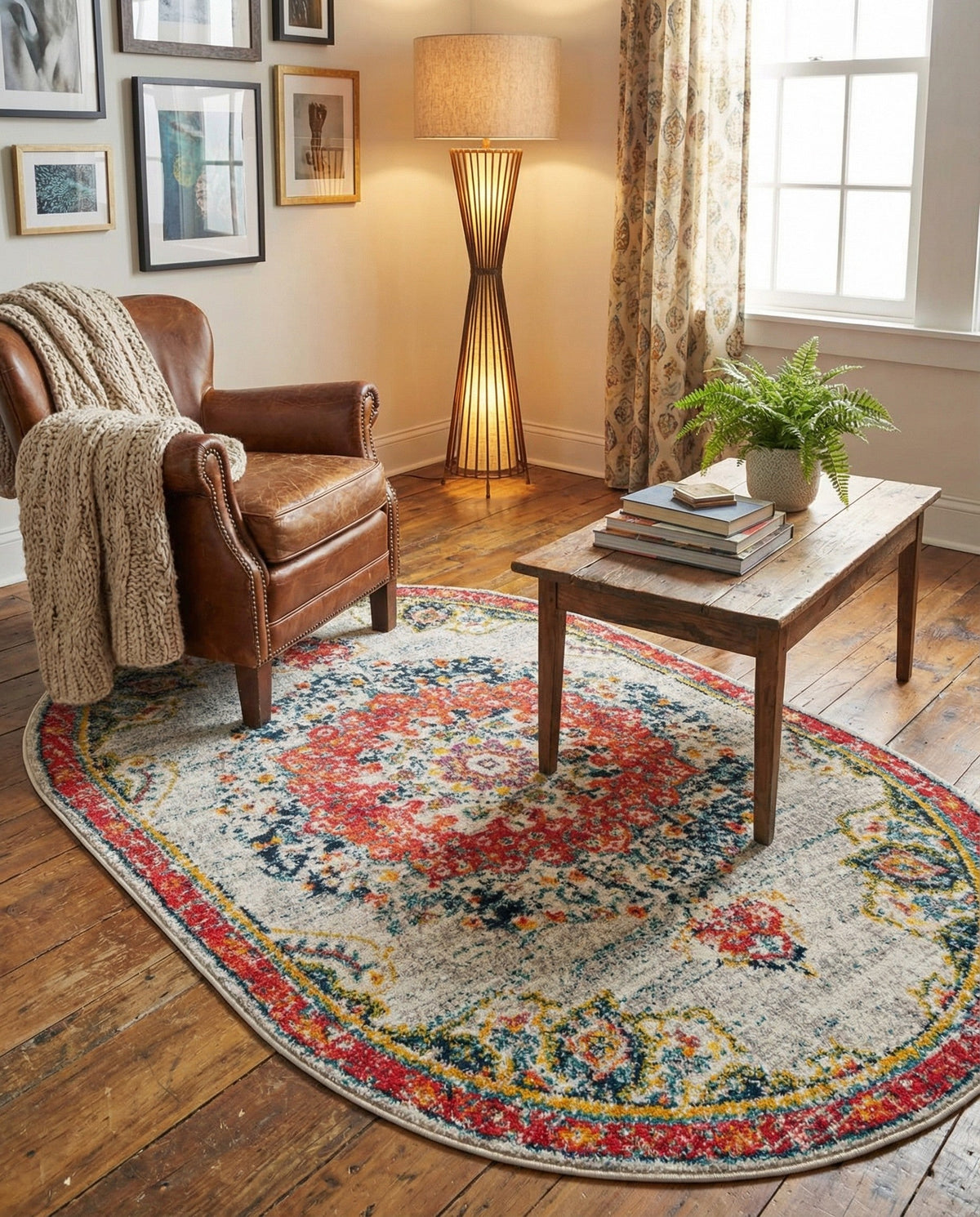 Brighton Terrace Collection Area Rug - Hove (Ivory) Oval Ivory  lifestyle 106