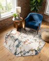 Jewel Oasis Collection Area Rug -  Opaline Octagon White Navy  lifestyle 57