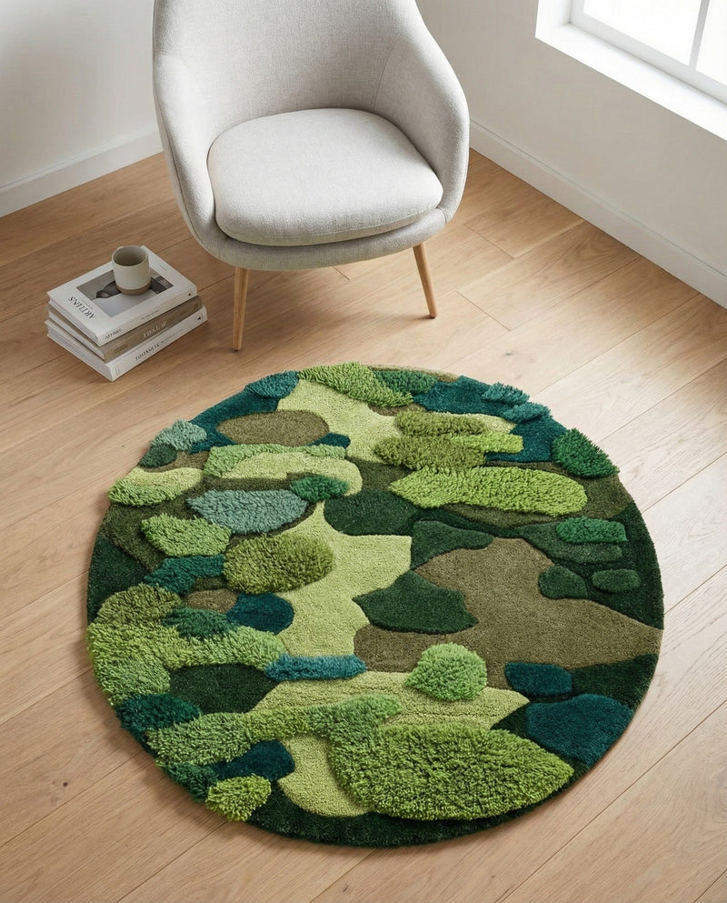Forest Floor Oasis Collection Area Rug - Willowbrook Round Green  lifestyle 31
