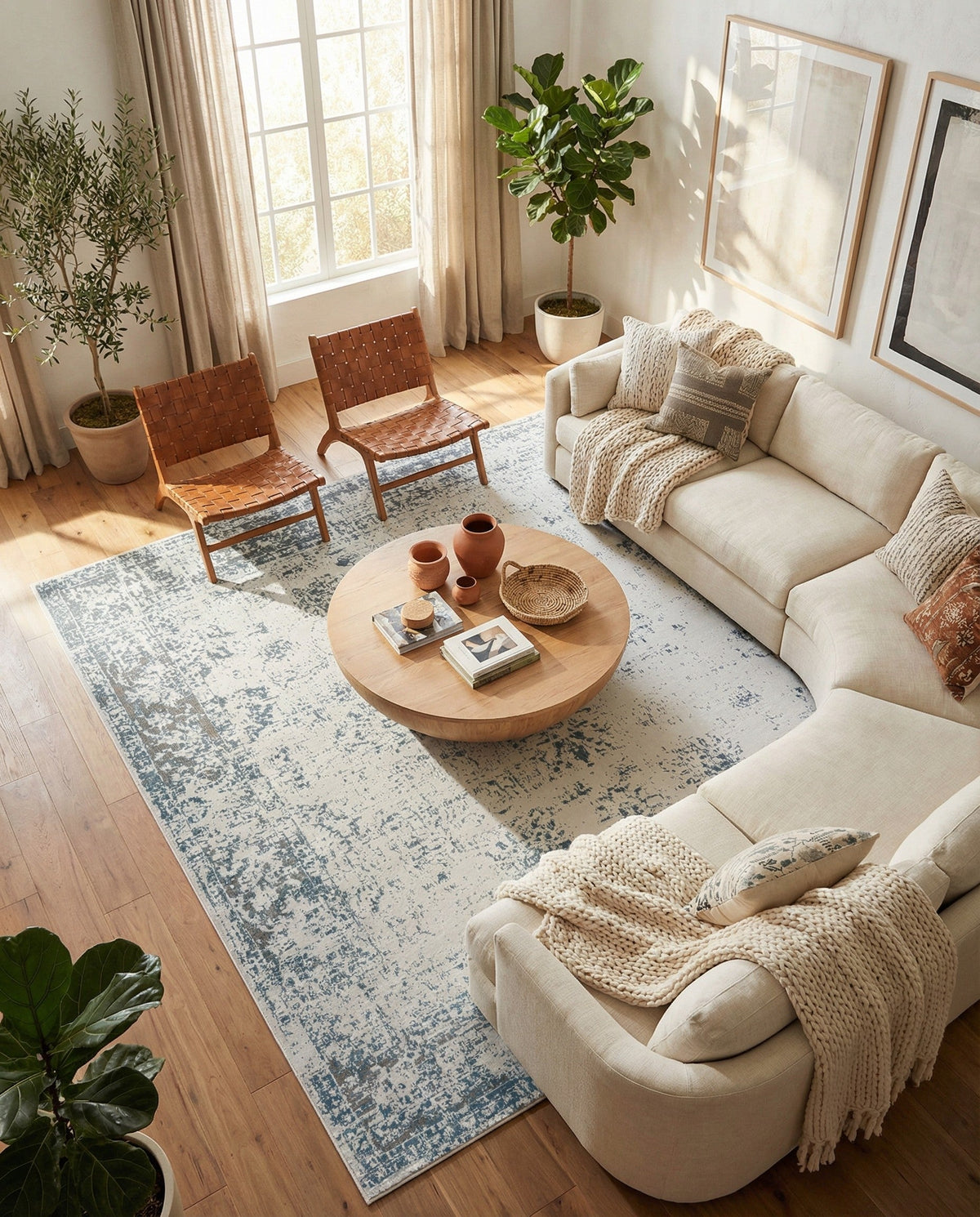 Riviera Elegance Collection Area Rug - Antibes (Light Blue) Square Light Blue  lifestyle 112