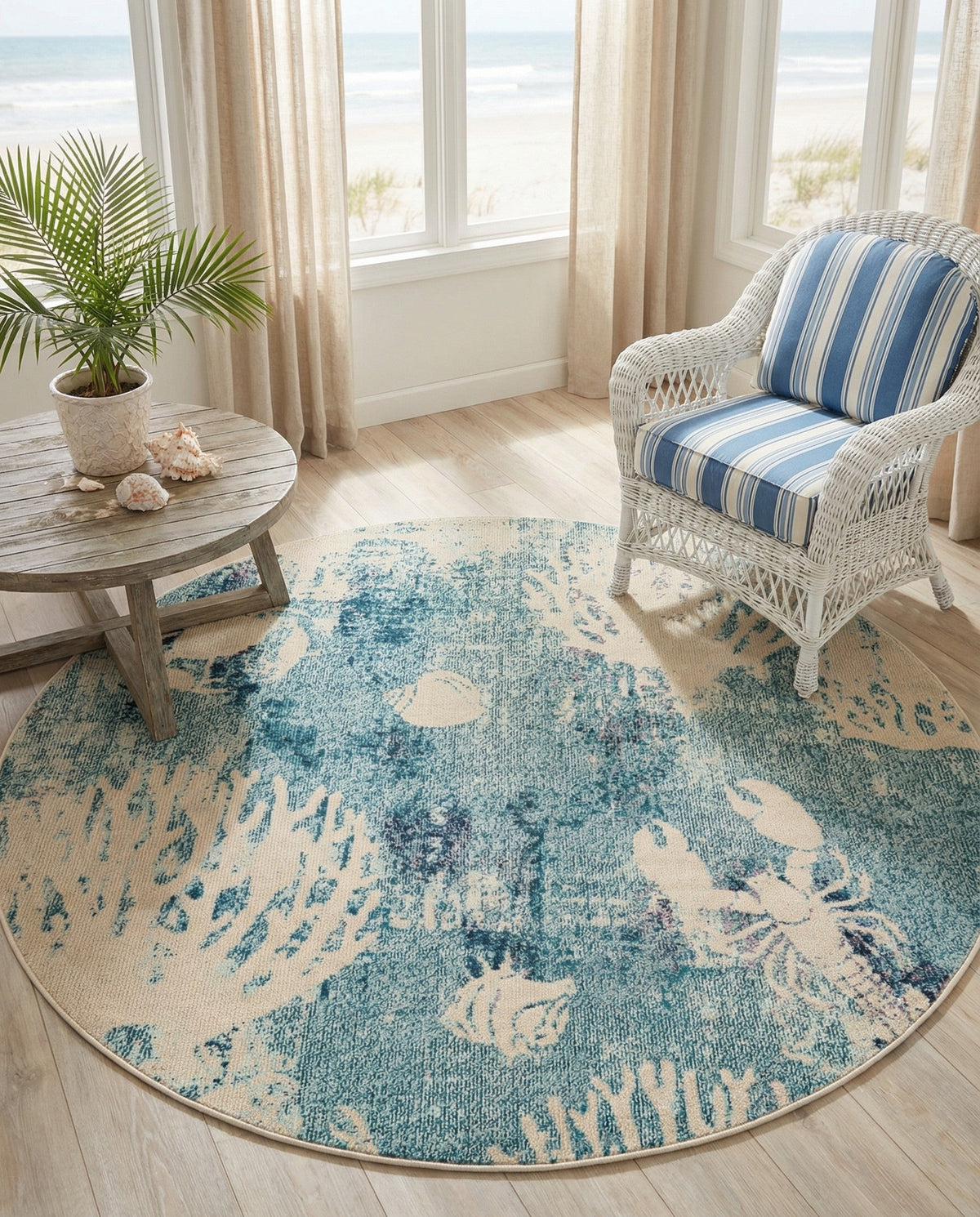 Sorrento Shores Collection Area Rug -  Vico Round Light Blue  lifestyle 54