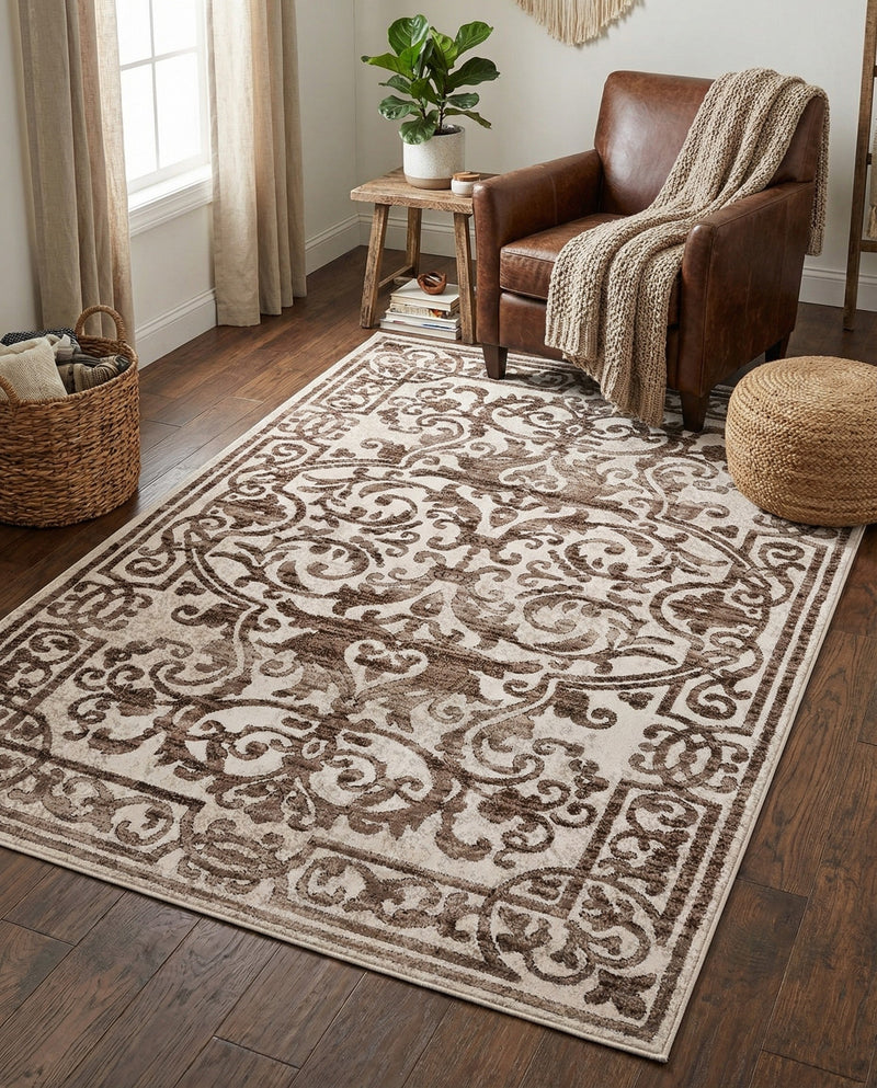 Sanctuary Retreat Collection Area Rug -  Retreat Rectangle Chocolate Brown  lifestyle 35