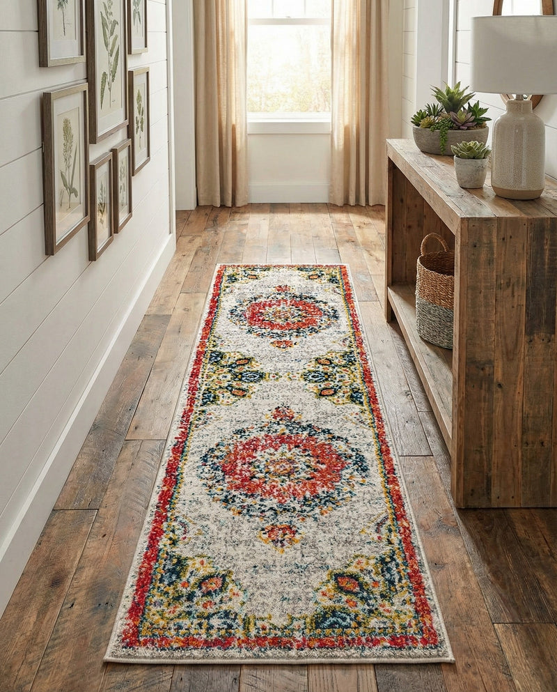 Brighton Terrace Collection Area Rug - Hove (Ivory) Runner Ivory  lifestyle 45