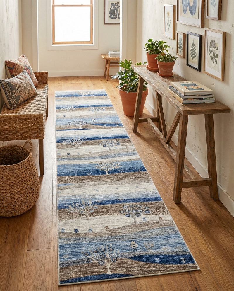 Zagros Shades Collection Area Rug -  Behbahan Runner Blue Gray  lifestyle 50