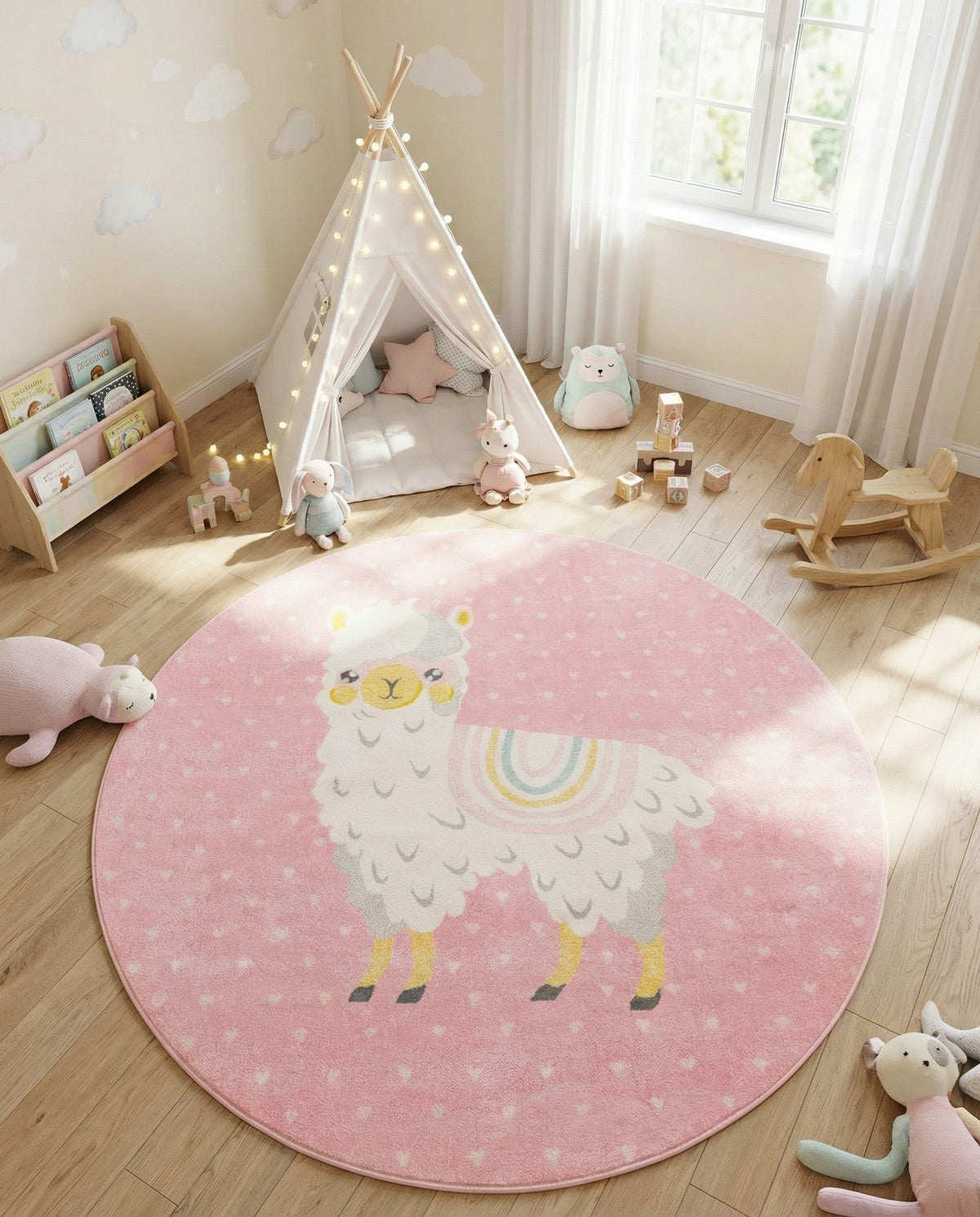 Wonder Tykes Collection Area Rug -  Marvel Round Pink  lifestyle 80