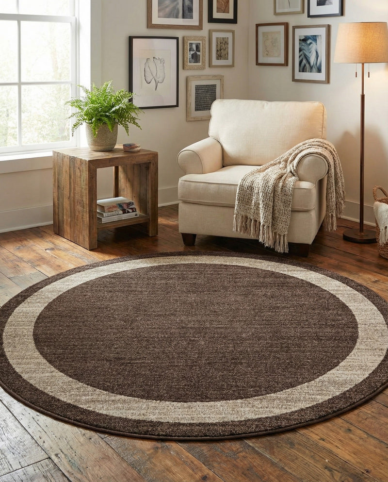 Studio Haven Collection Area Rug -  Alcove (Brown) Round Brown  lifestyle 28