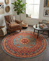 Persian Elegance Collection Area Rug -  Bushehr Round Light Blue  lifestyle 59