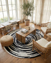 Woven Udaipur Collection Area Rug - Jaipur Round Black and White  lifestyle 55