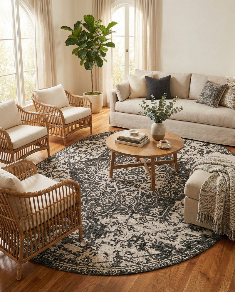 Urban Oasis Rugs Collection Area Rug -  Penthouse (Charcoal Gray) Oval Charcoal Gray  lifestyle 62
